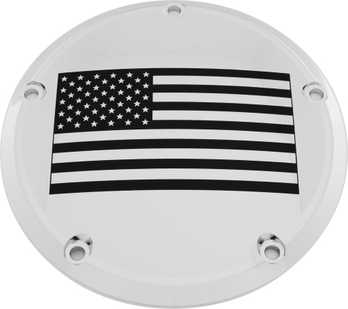 Custom Engraving LTD - Custom Engraving LTD Patriotic Derby Cover for American Flag - Chrome - M8 Softail - PATR21-67
