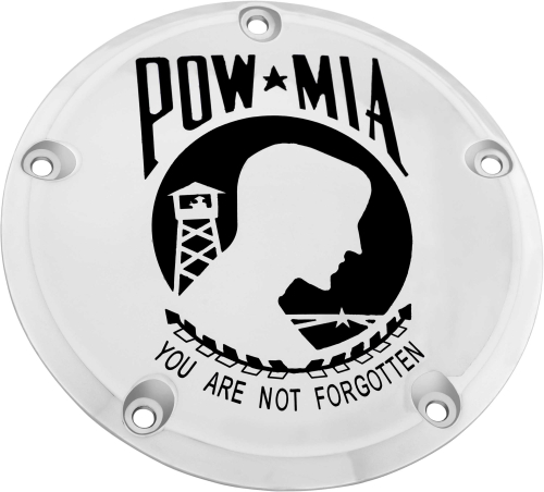 Custom Engraving LTD - Custom Engraving LTD Patriotic Derby Cover for Pow- Mia - Chrome - M8 Softail - POW01-67