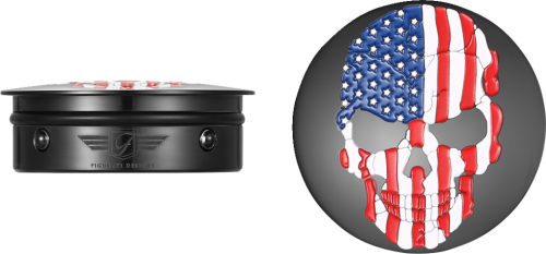 Figurati Designs - Figurati Designs Swingarm Pivot Cover - Black with American Flag Skull - FD25-AFSKULL-BK