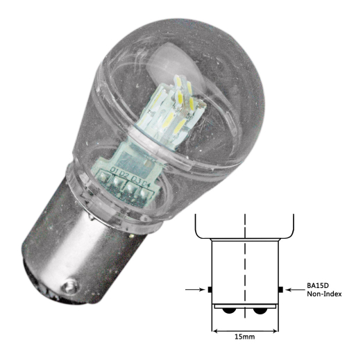 Lunasea Lighting - Lunasea Bayonet LED Bulb BA15D - 10-30VDC/1W/105 Lumens - Cool White