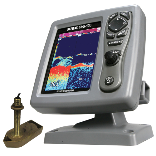 SI-TEX - SI-TEX CVS-126 Dual Frequency Color Echo Sounder w/600kW Thru-Hull Tranducer 307/50/200T-CX