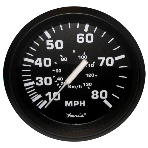 Faria Beede Instruments - Faria Euro Black 4" Speedometer - 80MPH (Pitot)