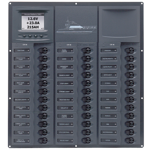 BEP Marine - BEP Cruiser Series DC Circuit Breaker Panel w/Digital Meters 36SP DC12V
