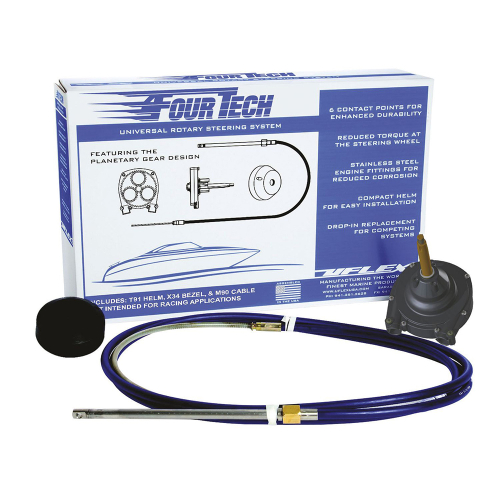 Uflex USA - Uflex Fourtech 10' Mach Rotary Steering System w/Helm, Bezel & Cable