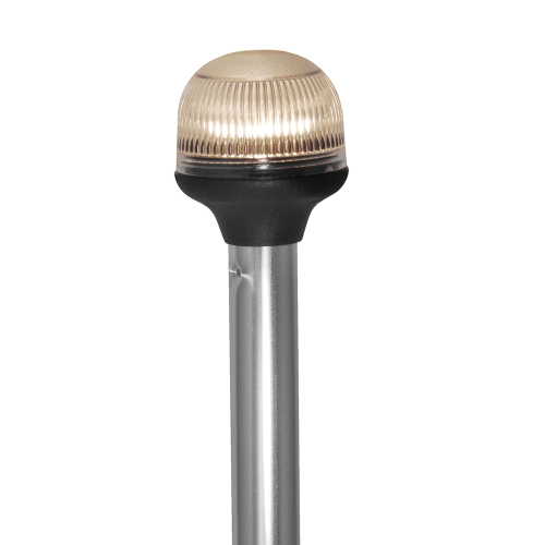 Attwood Marine - Attwood All-Around Fold-Down Incandescent Anti-Glare Lens Light - 20" Aluminum Pole - 12V - Horizontal Composite Base
