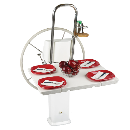 Edson Marine - Edson White Poly Fold Down Drop Leaf Table - Edson Vision Series/Console Pedestals