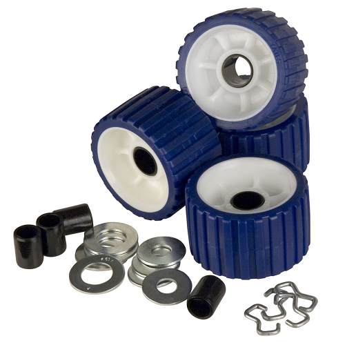 C.E. Smith - C.E. Smith Ribbed Roller Replacement Kit - 4-Pack - Blue