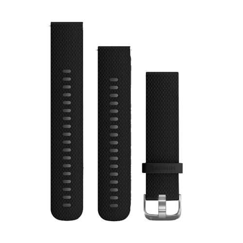 Garmin - Garmin Quick Release Band (20mm) w/Stainless Steel Hardware - Black Silicone