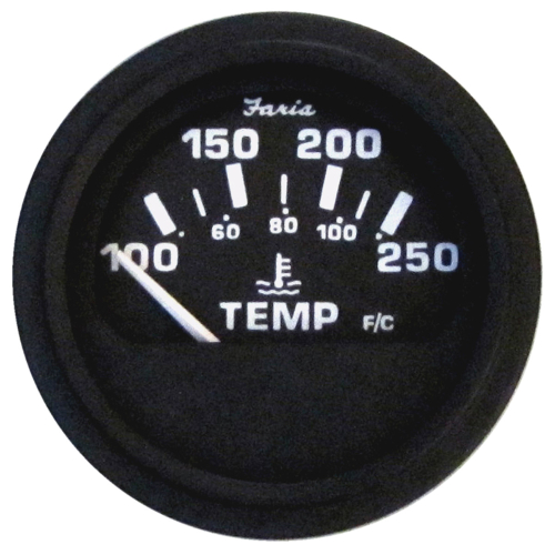 Faria Beede Instruments - Faria 2" Heavy-Duty Water Temperature Gauge (100-250F) - Black