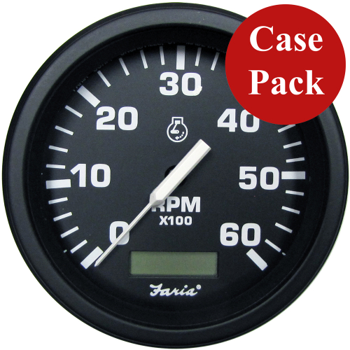 Faria Beede Instruments - Faria 4" Heavy-Duty Tachometer w/Hourmeter (6000 RPM) Gas - Black *Bulk Case of 12*