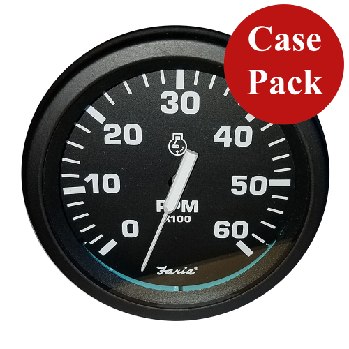 Faria Beede Instruments - Faria 4" Heavy-Duty Tachometer (6000 RPM) Gas - Black *Bulk Case of 12*