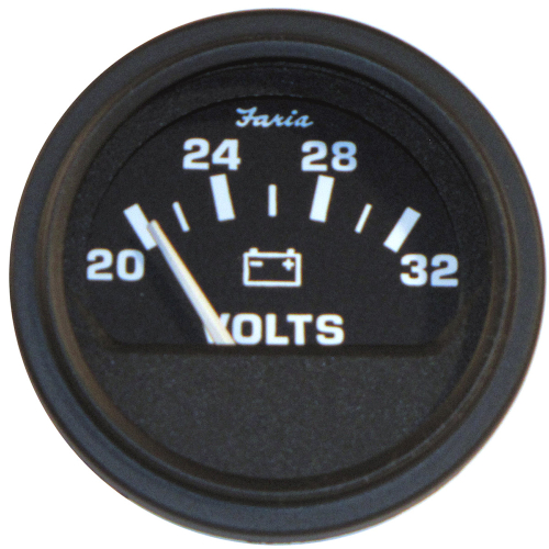 Faria Beede Instruments - Faria 2" Heavy-Duty Voltmeter (14-32 VDC) - Black
