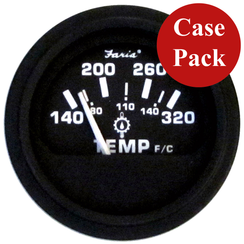 Faria Beede Instruments - Faria 2" Heavy-Duty Oil Temp Gauge (140-320 F/C) - Black *Bulk Case of 24*