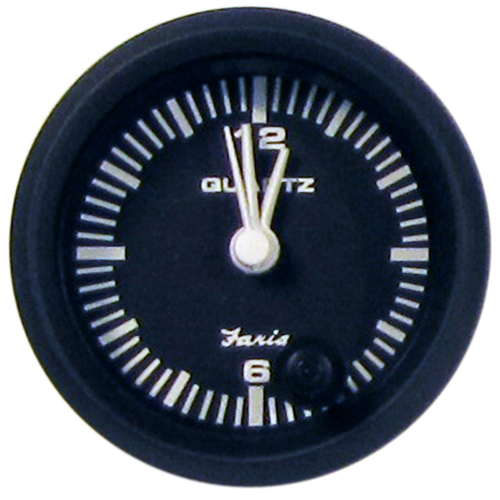 Faria Beede Instruments - Faria Euro Black 2" Clock - Quartz (Analog)