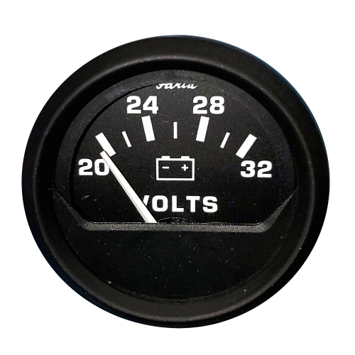 Faria Beede Instruments - Faria Euro Black 2" Voltmeter (20-32 V)