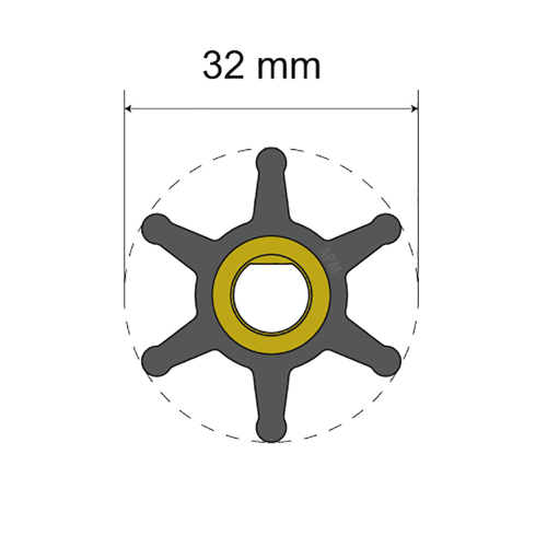 Albin Pump Marine - Albin Pump Premium Impeller Kit - 32 x 8 x 12mm - 6 Blade - Single Flat Insert