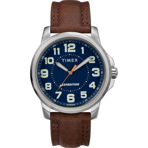 Timex - Timex Men&#39;s Expedition&reg; Metal Field Watch - Blue Dial/Brown Strap