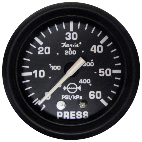 Faria Beede Instruments - Faria Euro Black 2" Water Pressure Gauge (60 PSI)