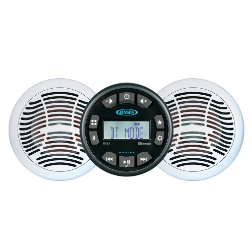 JENSEN - JENSEN JMS3SSPKG Marine Entertainment System w/AM/FM/USB Bluetooth Stereo &amp; Pair AMS620W Speakers