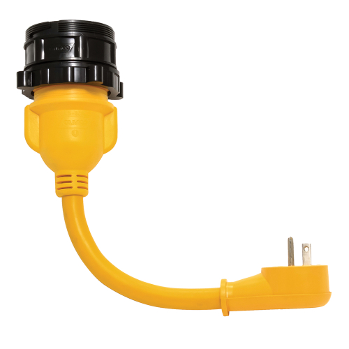 Camco - Camco PowerGrip Locking Adapter - 15A/125V Male to 30A/125V Female Locking