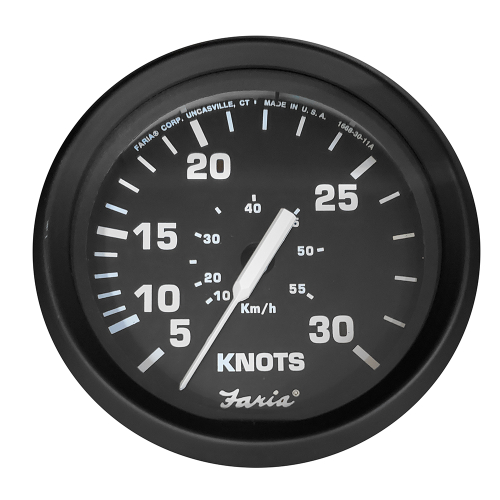Faria Beede Instruments - Faria Euro Black 4" Speedometer - 30 Knot (Pitot)