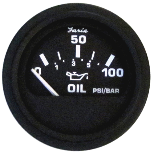 Faria Beede Instruments - Faria 2" Heavy Duty Oil Pressure Gauge - 100 PSI - Black Dial &amp; SS Bezel