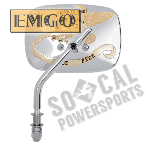 Emgo - Emgo Live To Ride Custom Mirror - Chrome/Gold - Left - 4in. Stem - 20-31707A