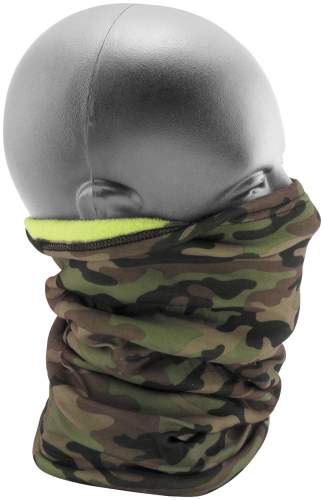 Zan Headgear - Zan Headgear Fleece-Lined Motley Tube - TF118HV - Camo/Hi-Vis Lime Reversible - OSFM