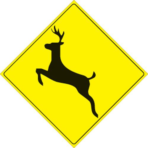 Voss - Voss 12x12in. Trail Sign - Deer (Yellow/Black) - 492 D YR