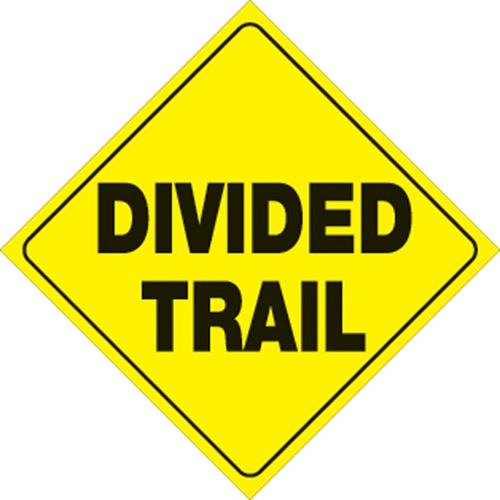 Voss - Voss 12x12in. Reflective Trail Sign - Divided Trail (Yellow/Black) - 435 DT YR