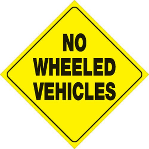 Voss - Voss 12x12in. Trail Sign - No Wheeled Vehicles (Yellow/Black) - 486 NWV YR