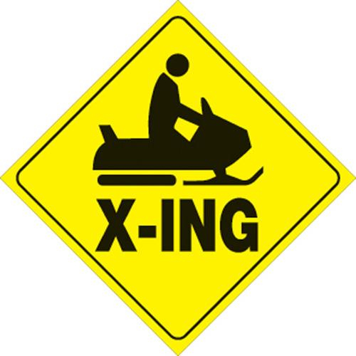 Voss - Voss 12x12in. Reflective Trail Sign - Snowmobile X-Ing (Yellow/Black) - 438 SX YR