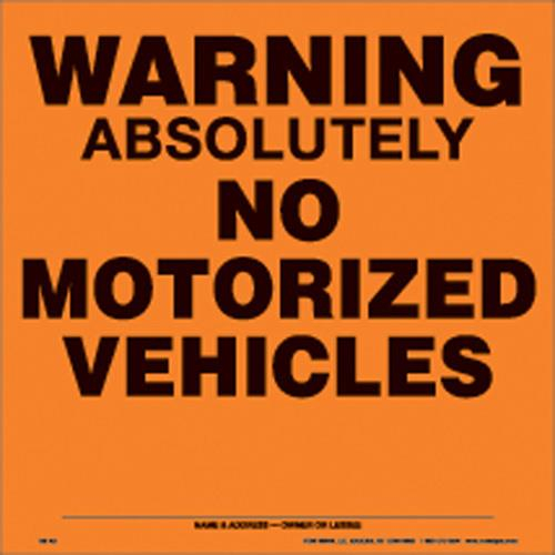 Voss - Voss 11-1/4.x11.1/4in. Aluminum Trail Sign - Warning No Vehicles (Orange) - 188 AN OA