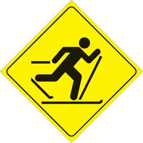 Voss - Voss 12x12in. Reflective Trail Sign - X-Country Skiing (Yellow/Black) - 446 CCS YR