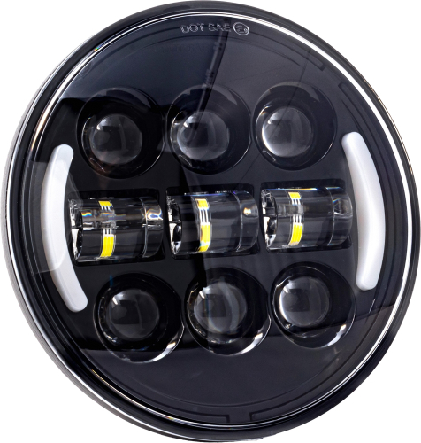 Letric Lighting Co. - Letric Lighting Co. 5.75in. LED Headlight - Deluxe LED with Integrated Switchback Turn Lights - Black - LLC-DHL-5TS