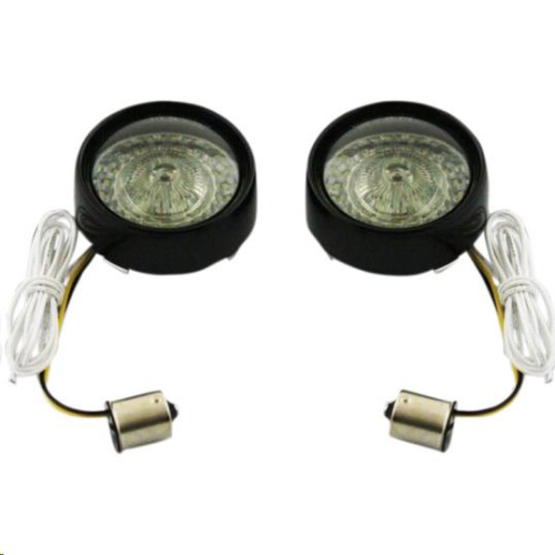 Custom Dynamics - Custom Dynamics Bullet Bezel Turn Signal Inserts for Models with 1156 Contact Bases - Gloss Black/Smoke Lens - PB-BB-AW-1156BS