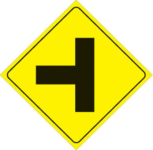 Voss - Voss 12x12in. Reflective Trail Sign - Left T-Intersection (Yellow/Black) - 467 LT YR