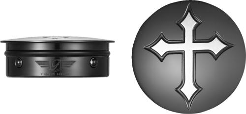 Figurati Designs - Figurati Designs Swingarm Pivot Cover - Black with Cross - FD41-CROSS-BLK