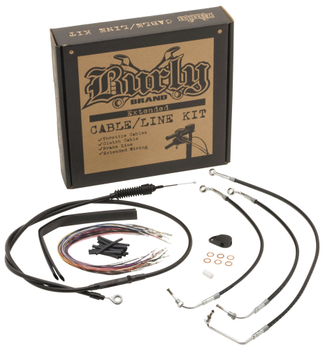 Burly Brand - Burly Brand Cable and Brake Line Kit - Black - B30-1281