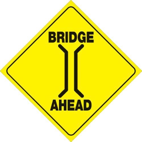 Voss - Voss 12x12in. Reflective Trail Sign - Bridge Ahead (Yellow/Black) - 408 BRIA YR