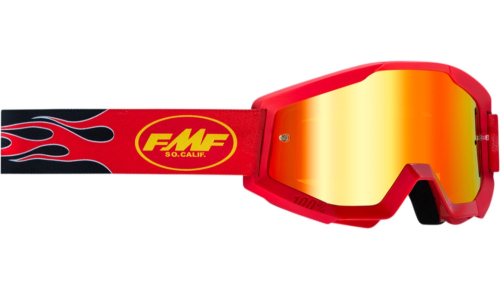 FMF Racing - FMF Racing PowerCore Flame Youth Goggles - F-50500-251-03 - Red / Silver Mirror Lens - OSFM