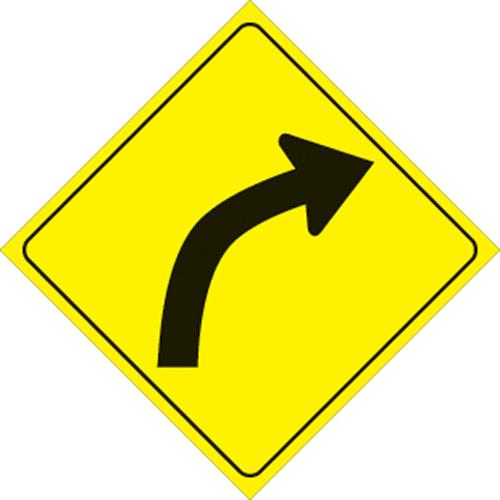 Voss - Voss 12x12in. Reflective Trail Sign - Right Curve Arrow (Yellow/Black) - 406 CUR YR