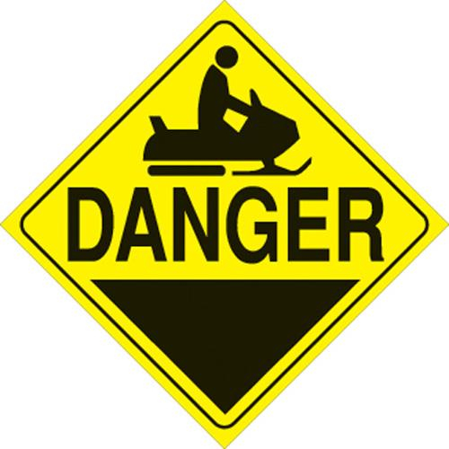 Voss - Voss 12x12in. Reflective Trail Sign - Snowmobile Danger (Yellow/Black) - 403 DA YR