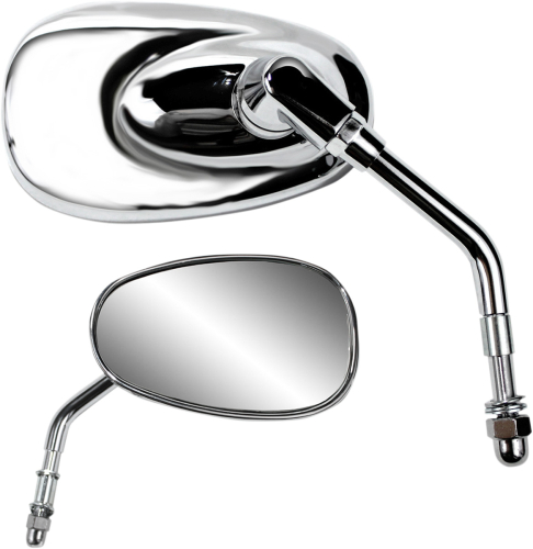 Parts Unlimited - Parts Unlimited Billet Chrome Mirror - Mini Oval - 5in. Stem - 0640-0950