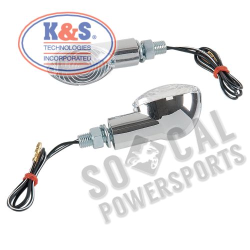 K&S Technologies - K&S Technologies Ultra-Small Mini-Stalk Marker Lights - Chrome with Clear Lens - 25-8356