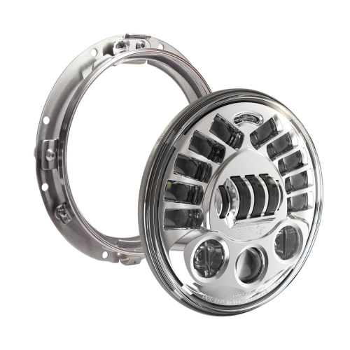 J&M - J&M 7in. Adaptive LED Headlight with Mounting Ring - Chrome - 0555061