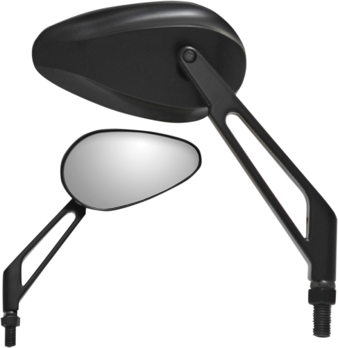 Parts Unlimited - Parts Unlimited X-Treme Mini Teardrop Mirror - Billet Style - Black - 0640-0963