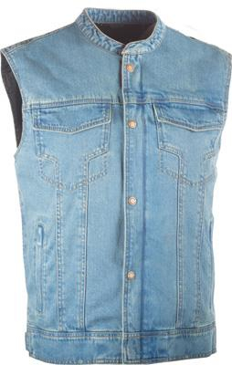 Highway 21 - Highway 21 Iron Sights Club Collar Denim Vest - #6049 489-1079~2 - Blue - Small