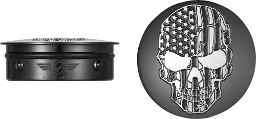 Figurati Designs - Figurati Designs Swingarm Pivot Cover - Black with Contrast Cut American Flag Skull - FD28-BKSKULL-CC