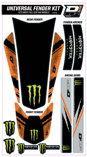 DCOR - DCOR Universal Fender Trim Decals - Monster - Orange - 15-30-101